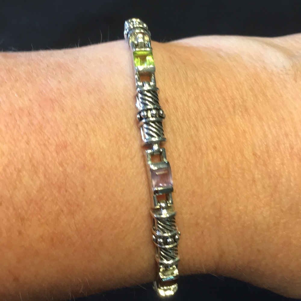 Silver bracelet with multi gemstones